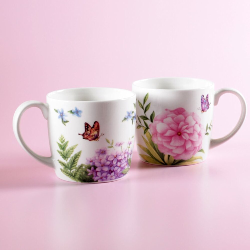 Haengnam Korean Fine Bone China Mugs | Set of 2 New